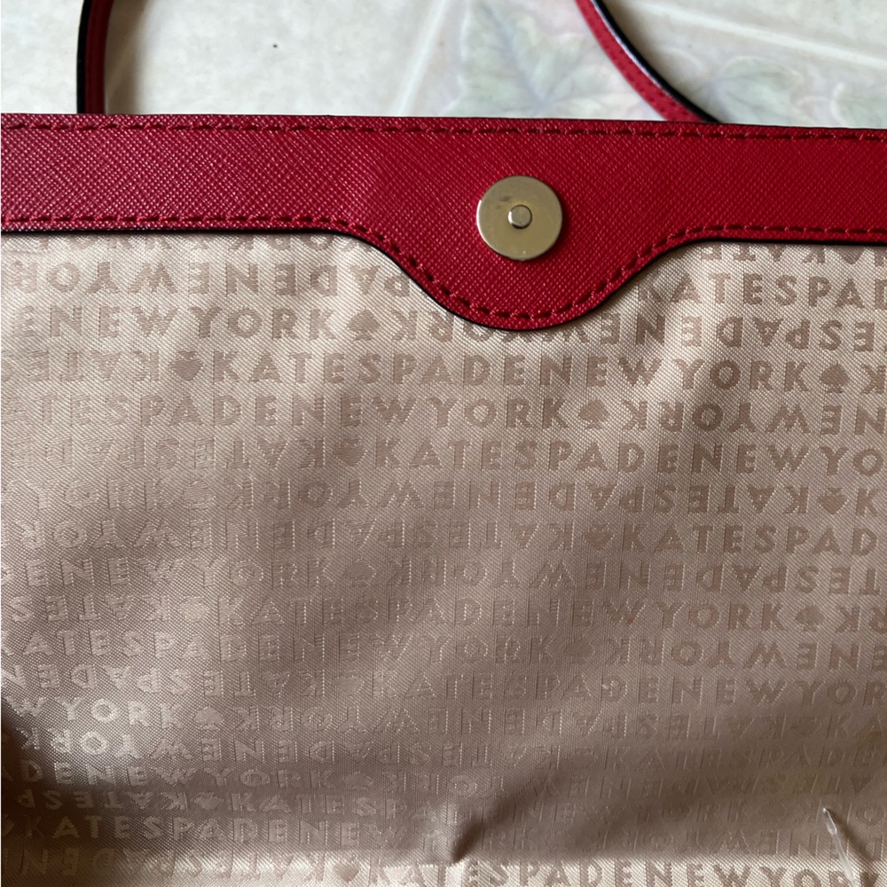 Kate Spade Scarlet Red Leather Chain Strap Crossbody Purse - Picture 7 of 10